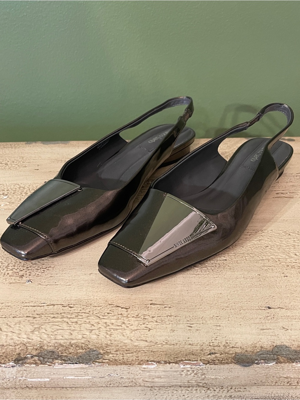 Franco Sarto Metallic Slingback Flats - Gunmetal